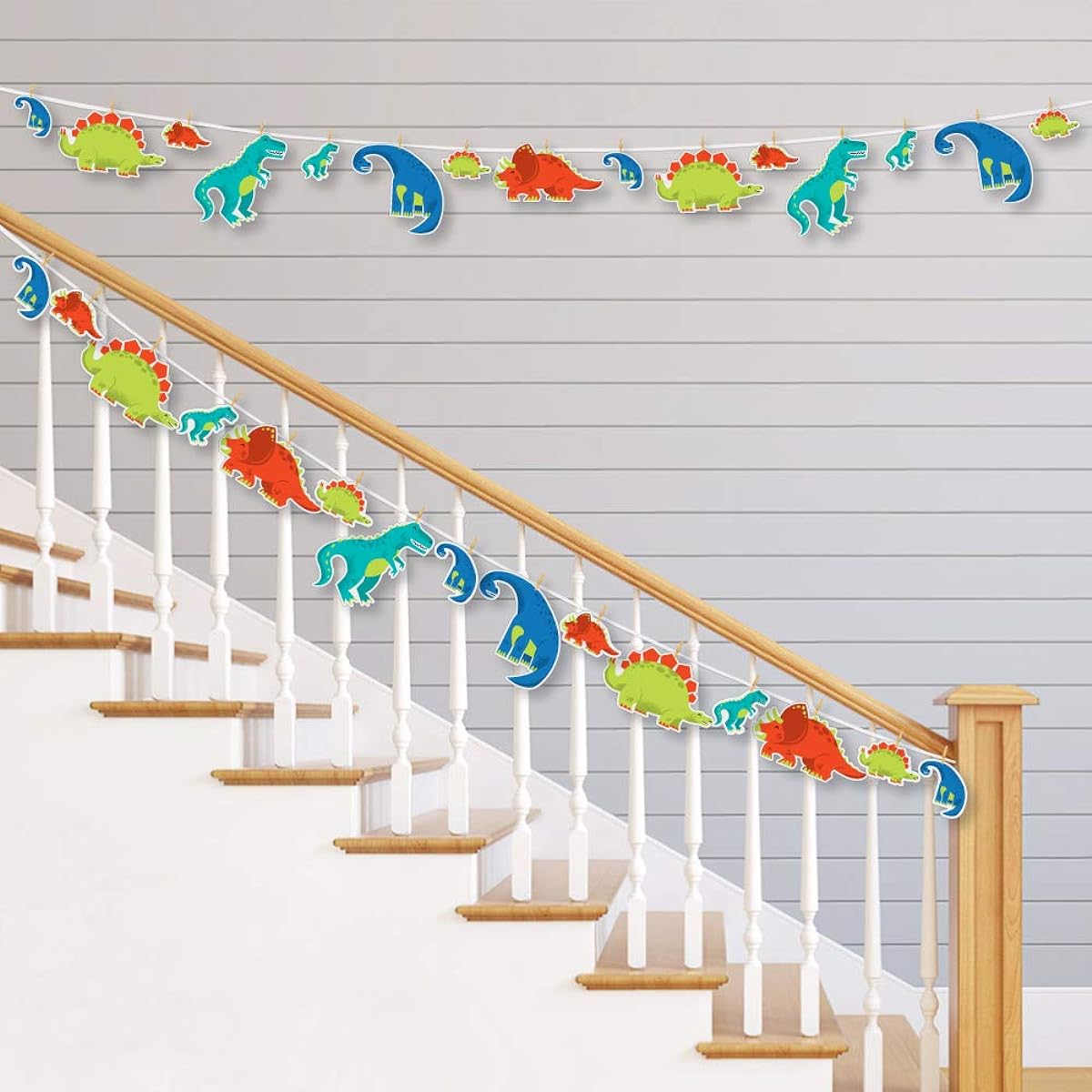 Big Dot of Happiness Roar Dinosaur - Dinosaur Danitorex Baby Shower Birthday Party DIY Decorations - Clothespin Garland Banner - 44 Pieces