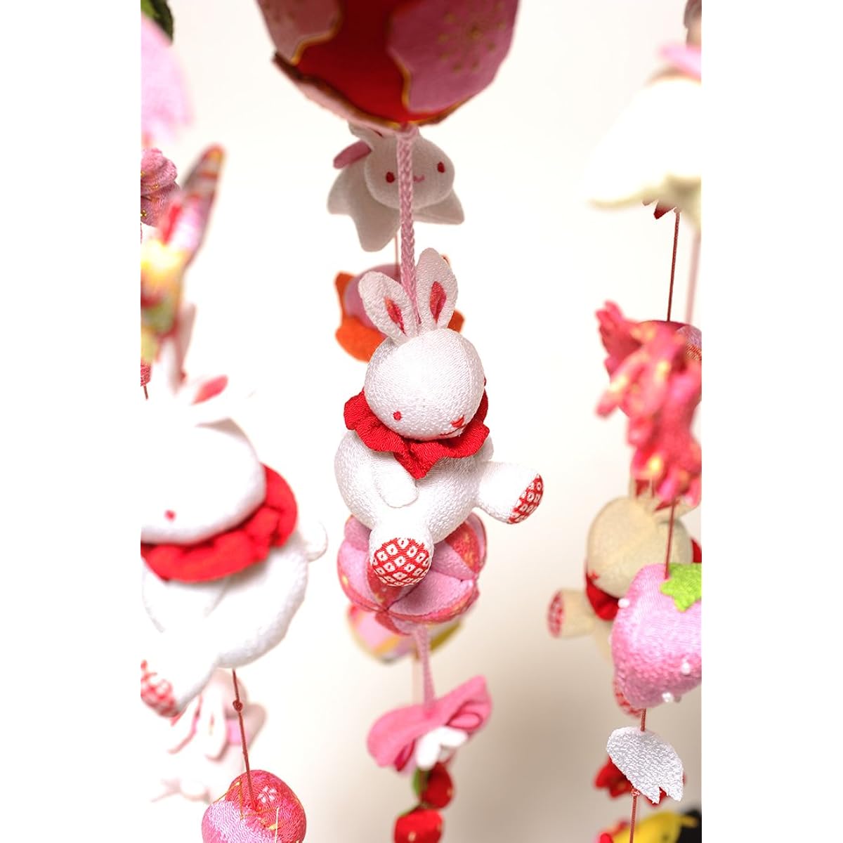 Hanging Dolls Temari and Sakura Rabbit (Large): With stand