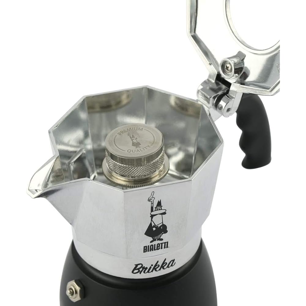 BIALETTI Silver 4 Cup Direct Fire Espresso Maker Brikka 6784