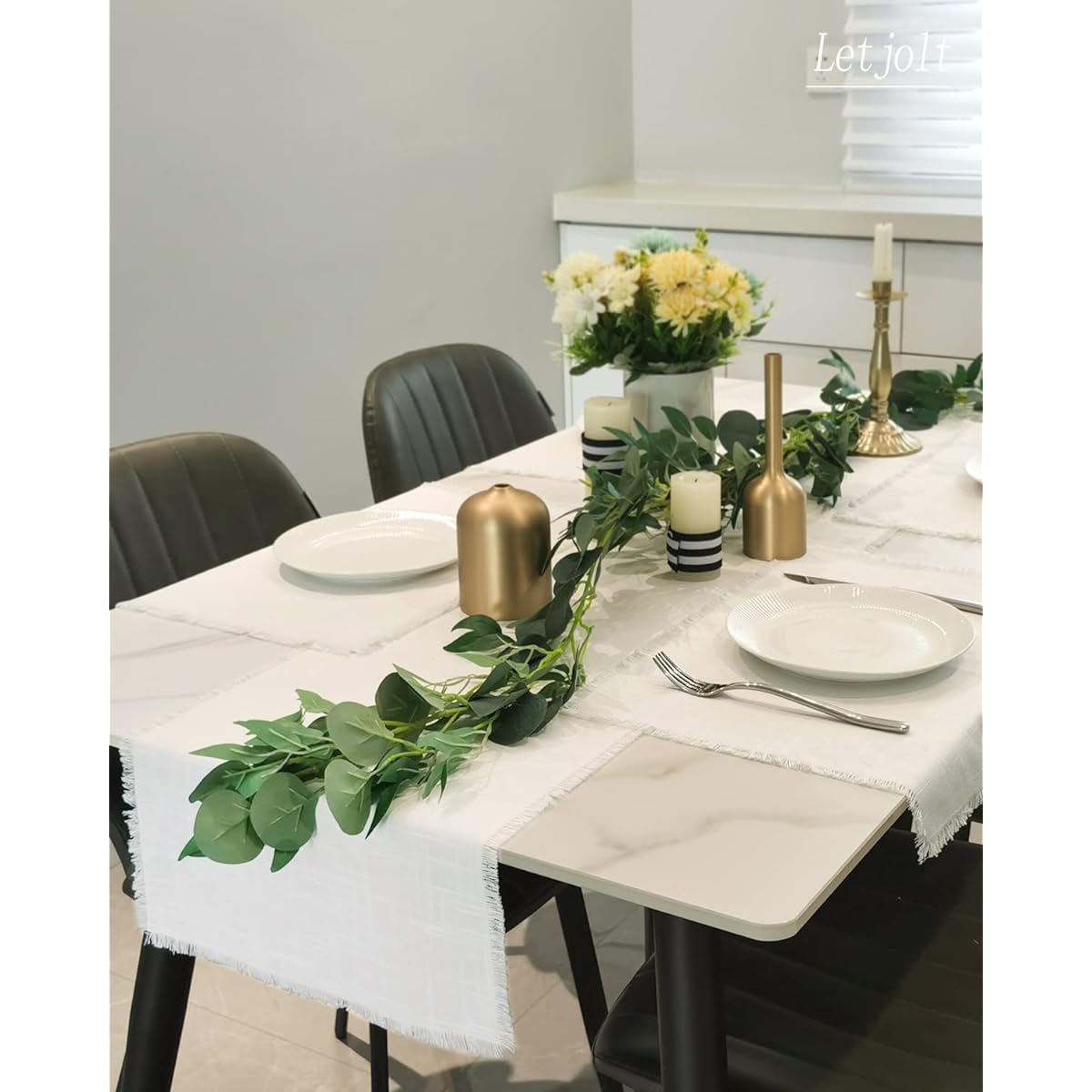 Letjolt White Table Runner 72 Inch Farmhouse Table Runner Christmas Table Runner Linen Cotton Fabric Rustic Wedding Table Decor Birthday Party