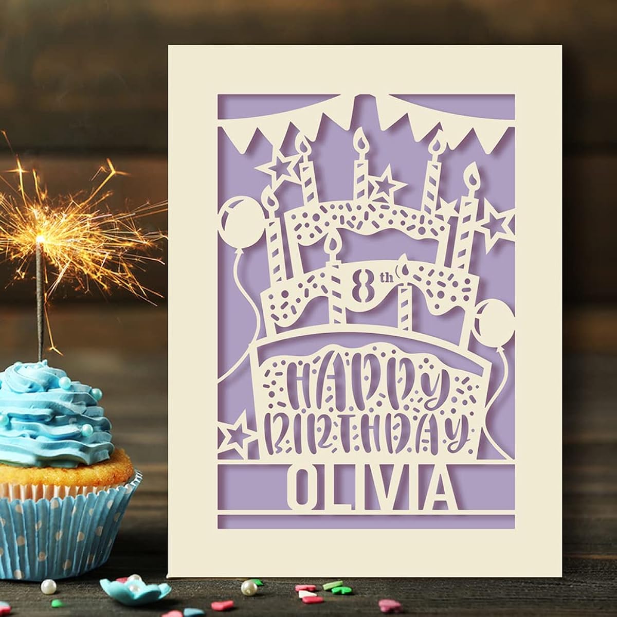 Personalized Birthday Cards Custom Happy Birthday Gifts for Her/Daughter/Kid/Son/Granddaughter/Friend/Girlfriend with Envelope 12th/13th/16th/18th/21st/30th/40th/70th(Lilac Purple)