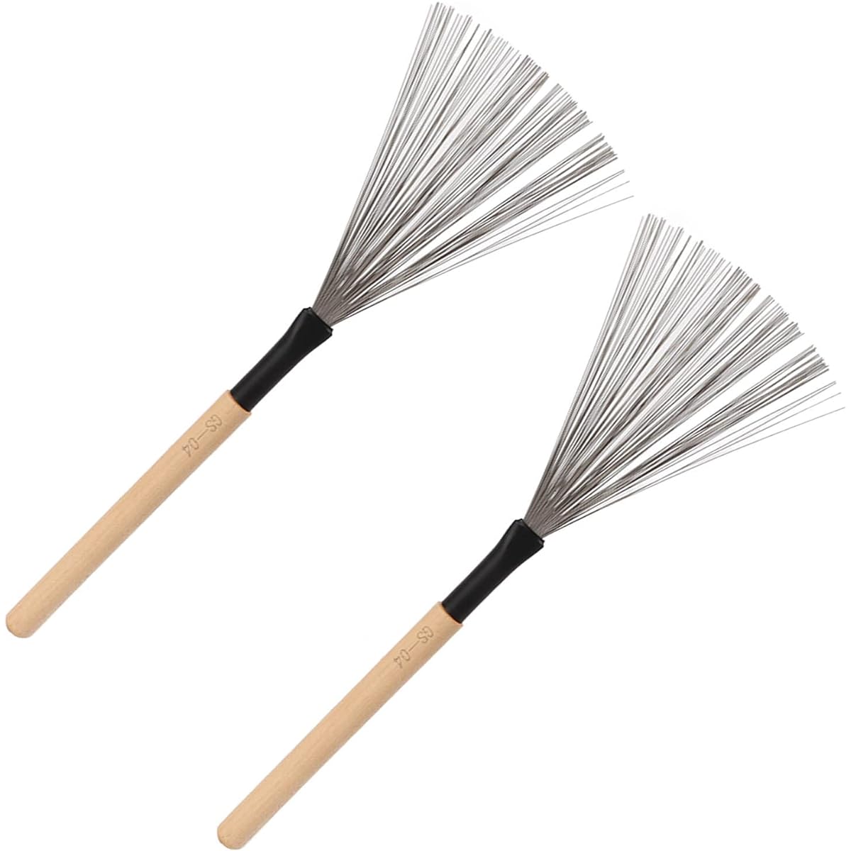 Drum Brush Steel Wire Maple Wooden Handle Percussion Tool Kit with Portable Storage Bag 5 Colors (Wood Color)