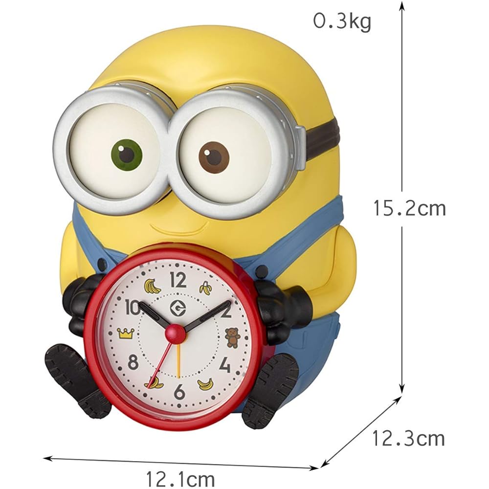 RHYTHM Minion/Bob Table Clock Alarm Clock Voice Alarm Yellow 15.2x12.1x12.3cm 4REA30ME33