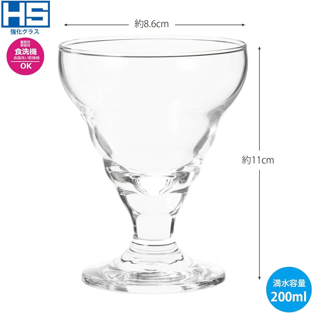 Toyo Sasaki Glass Parfait Glass 200ml Set of 48 (Sold in Case) Made in Japan Hard to Break 35813HS-1ct
