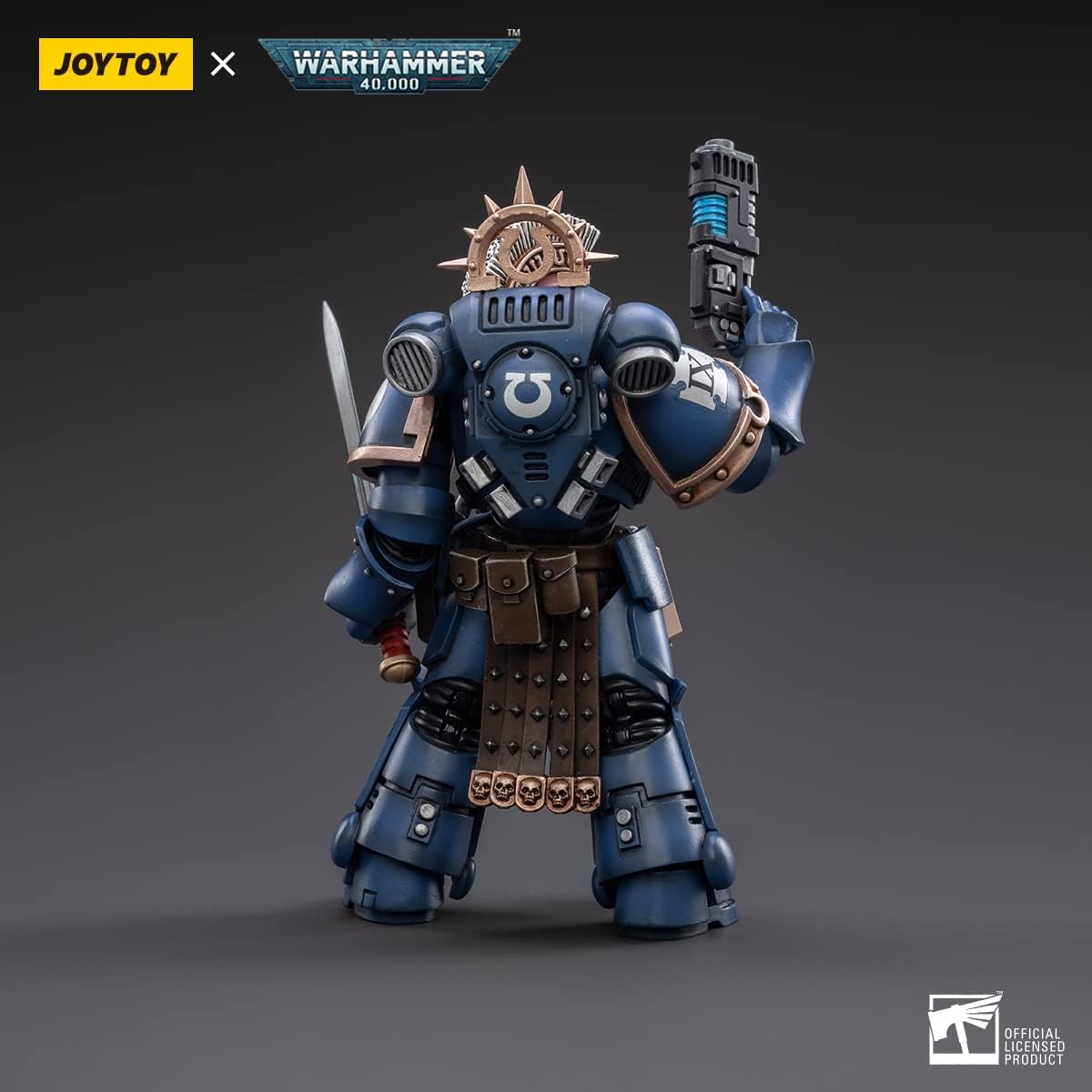 JoyToy Warhammer 40K 1/18 Action Figure Ultramarine Veteran Sergeant Ikatas Model Blue
