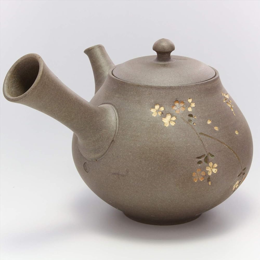 Yamakiikai Aomine Ware Butterfly and Cherry Blossom Teapot