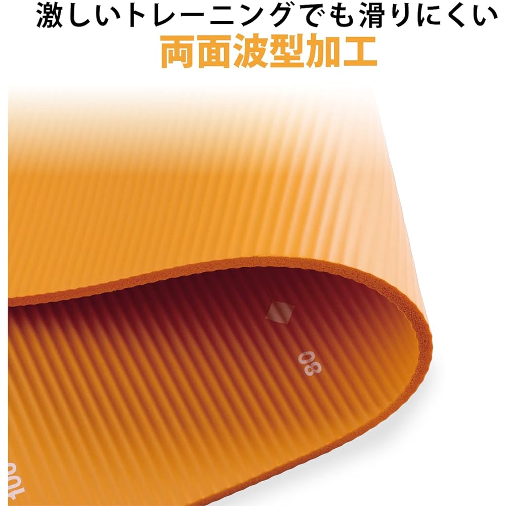 ELECOM ECLIA Sports Yoga Mat, Training Mat, Exercise Mat, Thick 10mm, Wide, Approx. 610mm x Approx. 1830mm, Non-Slip Double Sided Waveform, Reversible, Storage and Carrying Belt Included, Orange HCFWYMW10DR