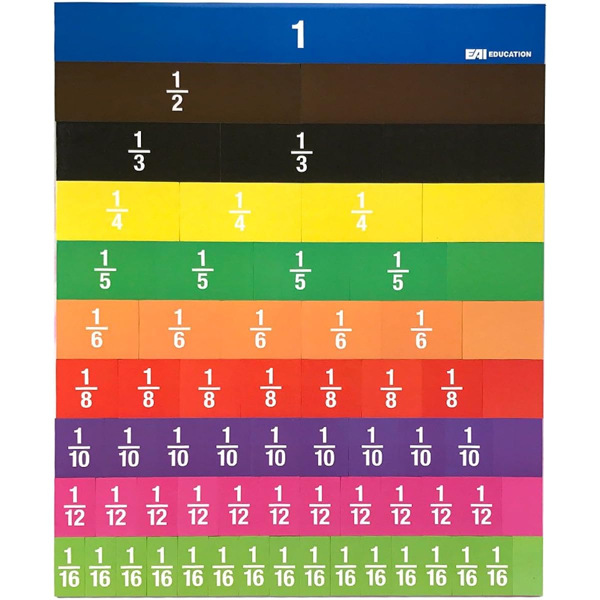 EAI Education Jumbo Magnetic Quiet Foam Double Sided Fraction Tiles Set of 67