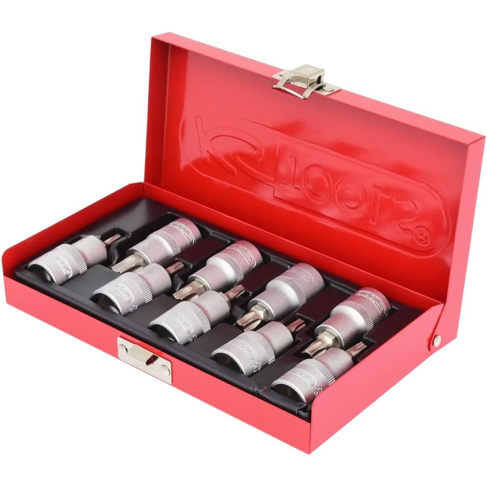 KS TOOLS TX bit socket set 9 pcs 1/2" T20-T60 TX bit socket set 9 pcs 1/2" T20-T60 911.1385