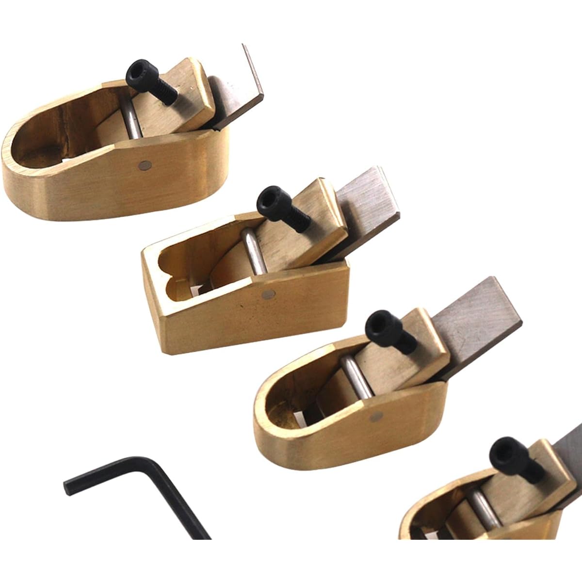 Hellery 5 Pieces Violin Thumb Planer with Wrench Brass Repair Violin Finger Planing DIY Violin Making Wooden Stringed Instrument Smooth Surface, Bronze