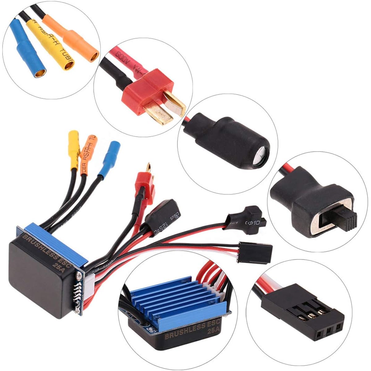 FEICHAO 2430 5800KV 7200KV 4P Sensorless Brushless Motor 25A Brushless ESC for 1/16 1/18 RC Car Truck Models (7200KV)