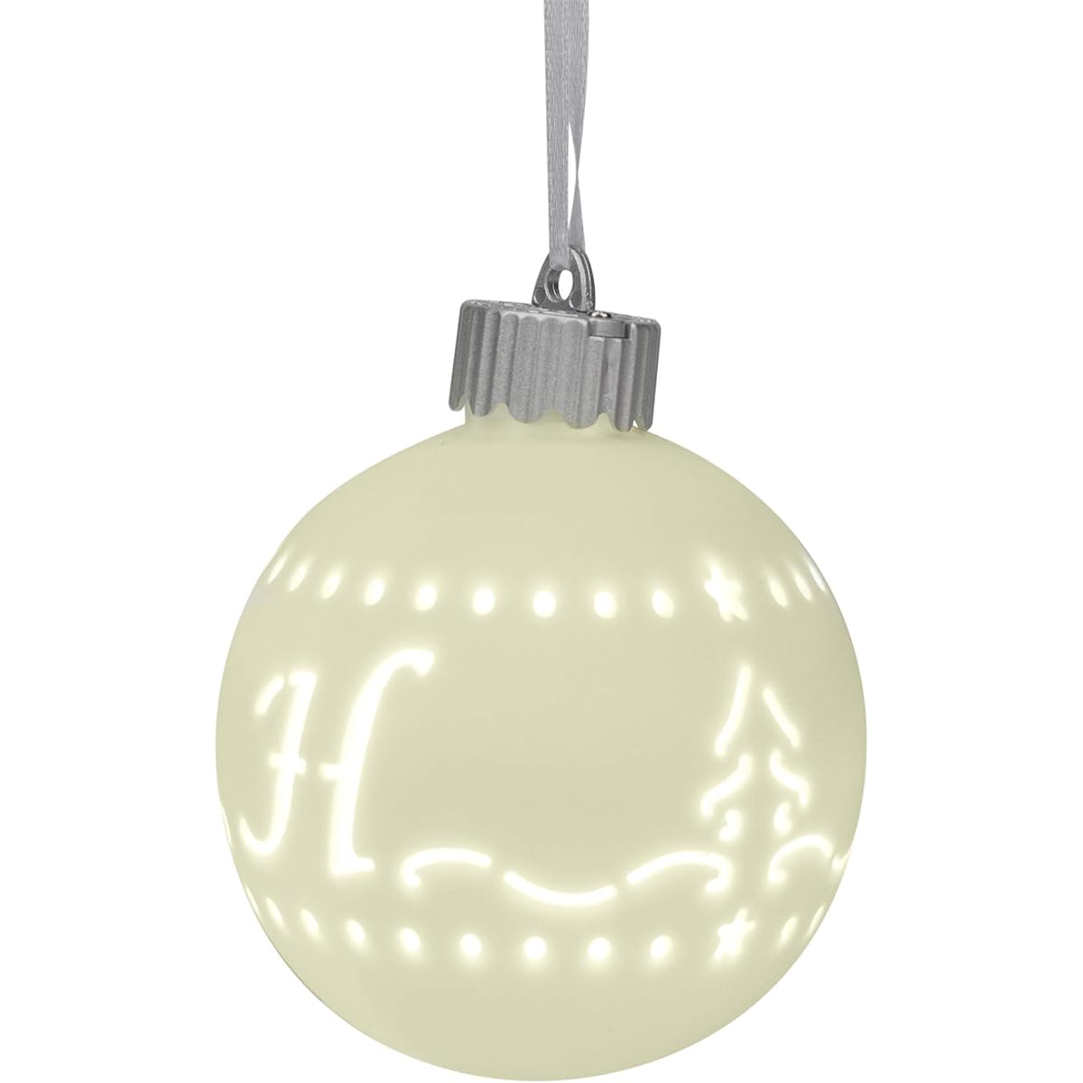 Mark Feldstein LED Monogram White Bisque 4 x 4 Porcelain Ceramic Decorative Hanging Ornament, 4 x 4, White, 18BB19H