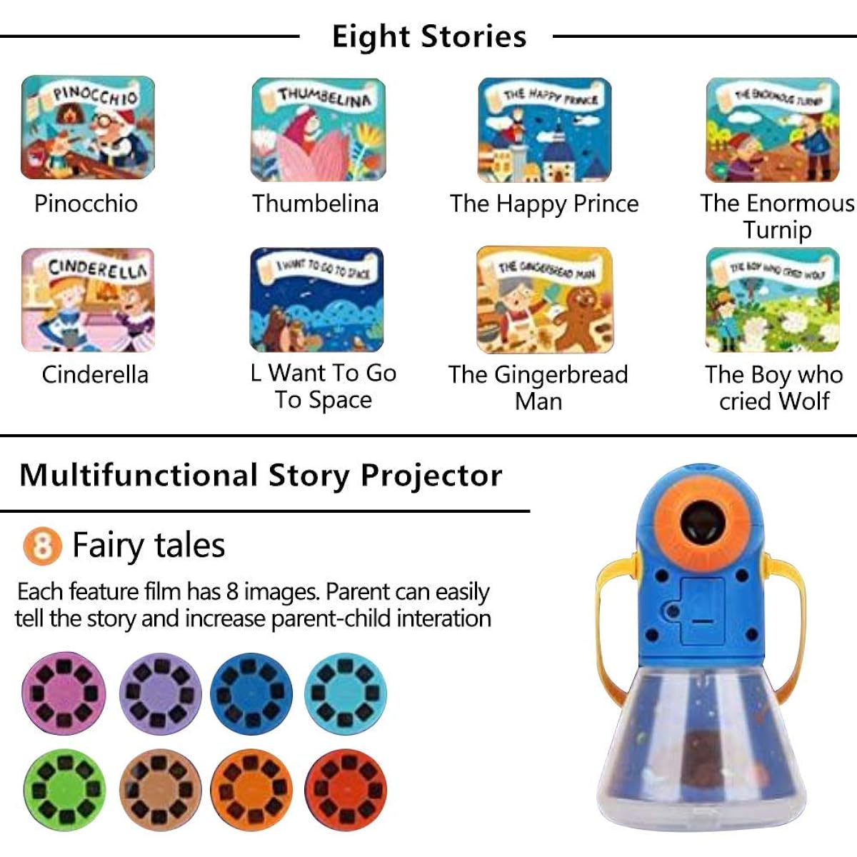 Matteobenni Multifunctional Story Projector for Kids Night Light Projector Storybook Toy Educational Toy Gift for Boys/Girls Ages 3-12