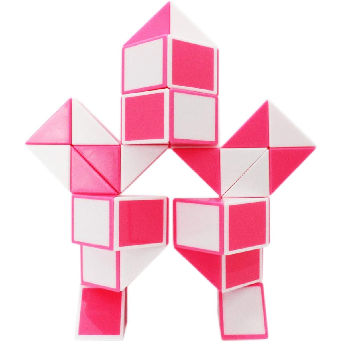 Mipartebo Magic Snake Ruler Cube Puzzles 48 Wedges Brain Teaser Twist Toys White and Pink