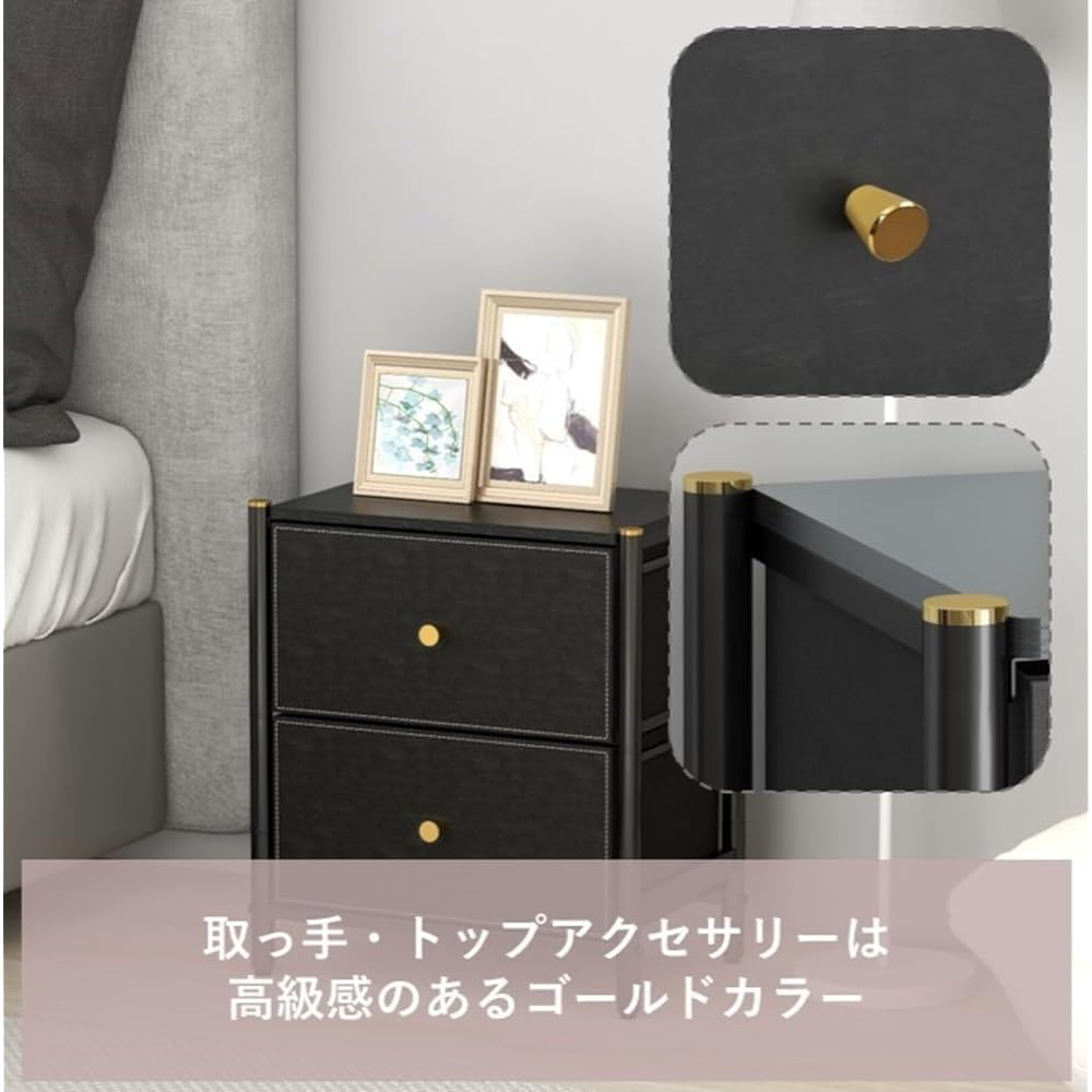 Pearl Metal Storage Rack Chest 3 Tiers Double W89 Width 89 x Depth 32.5 x Height 75.5cm Elegant Black GOLDVEL N-7100