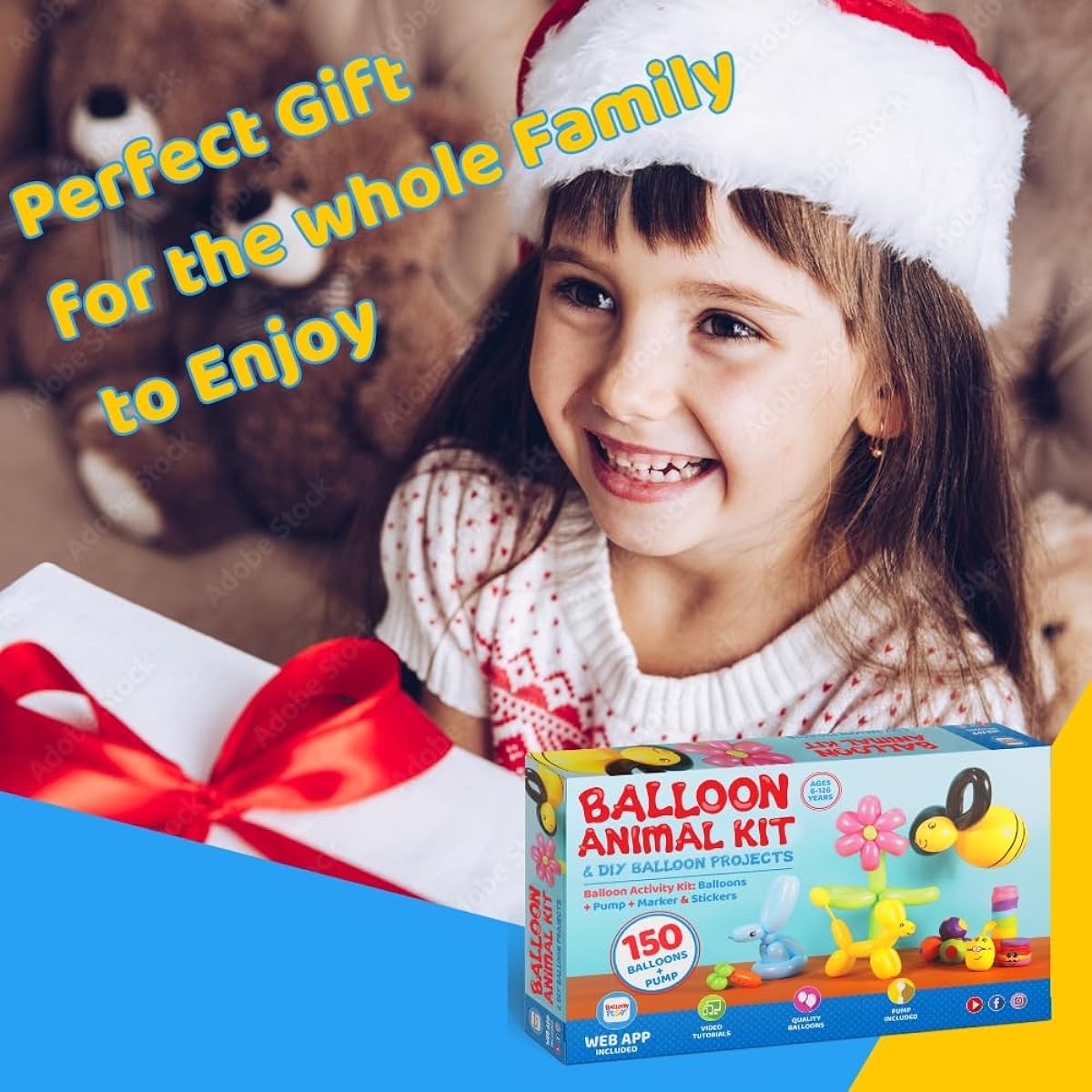 BalloonPlay Deluxe Balloon Animal Kit with Web App, 150 Balloons, Balloon Pump Sticker Markers