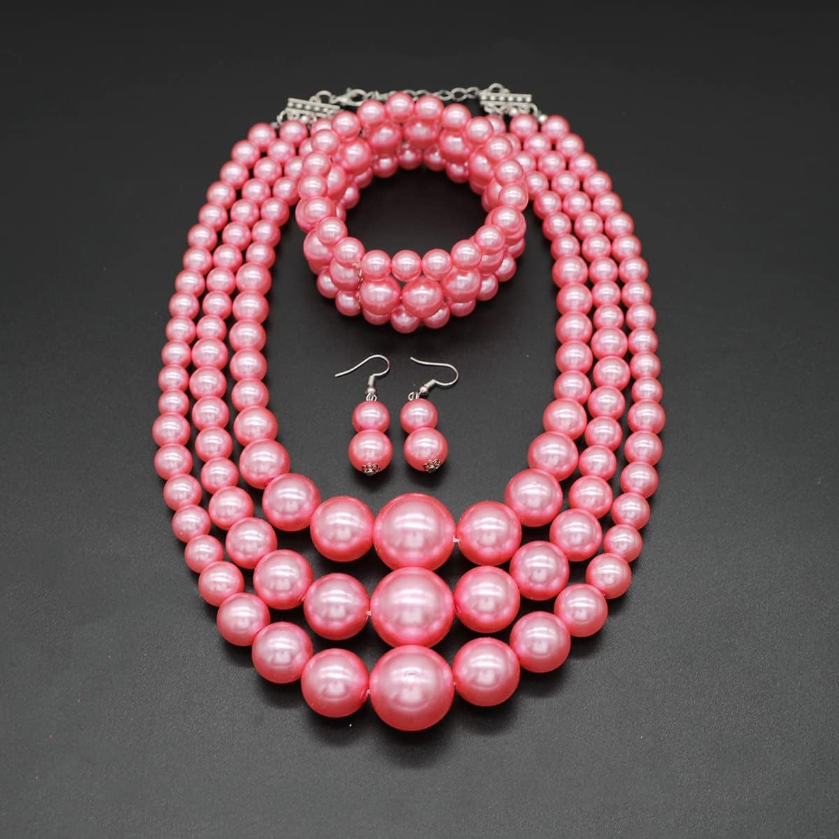 Big Pearl Necklace for Women, Chunky Pearl Necklace and Earrings Set, Large Pearl Costume Necklace, 1920s Pearl Necklace, Faux Pearls, Gatsby Accessories
