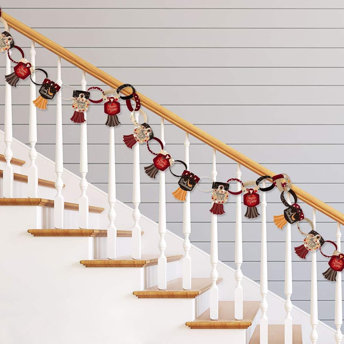 Big Dot of Happiness Rosh Hashanah 90 Chain Links and 30 Paper Tassels Decoration Kit Jewish New Year Paper Chain Garland 21 Feet