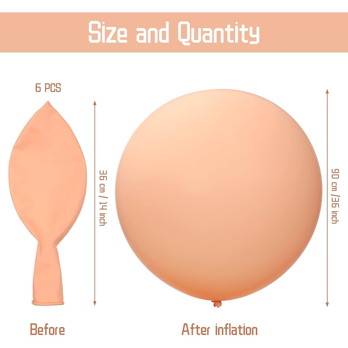 6 Pieces 36" Blush Balloons Macaron Orange Balloons Giant Blush Round Balloons Thick Latex Balloons for Wedding Baby Shower/Outdoor Event Birthday Party Decoration Supplies