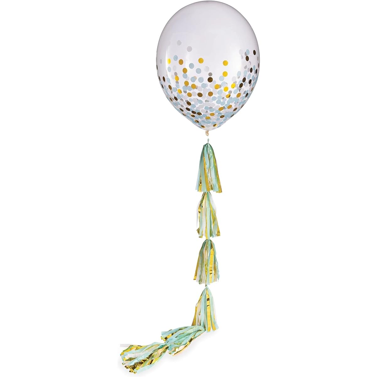 Confetti Balloon with Baby Blue Tassel Tail - 24" | Multicolor | 1pc