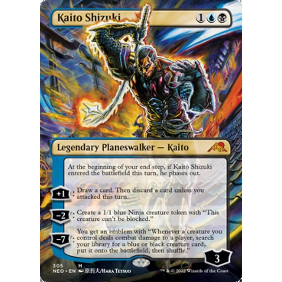 Magic: The Gathering Kaito Shizuki (305) Borderless Foil Kamikawa: Neon Dynasty