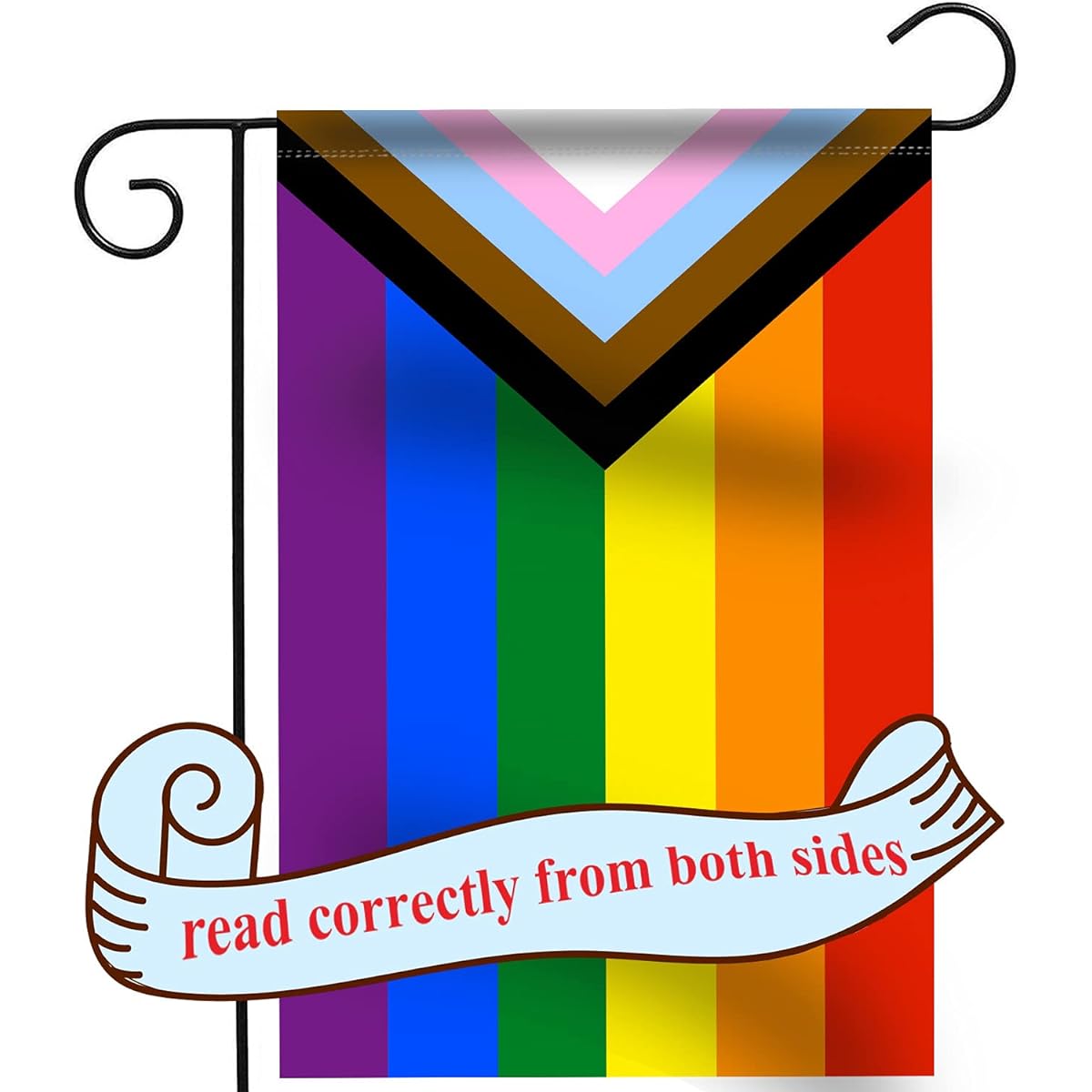 Inclusive Progress Garden Flag - Support Pride Love LGBT Chevron Progressive Bisexual Pansexual - Home Decor Banner Small Yard Gift Double Sided 12.5 x 18
