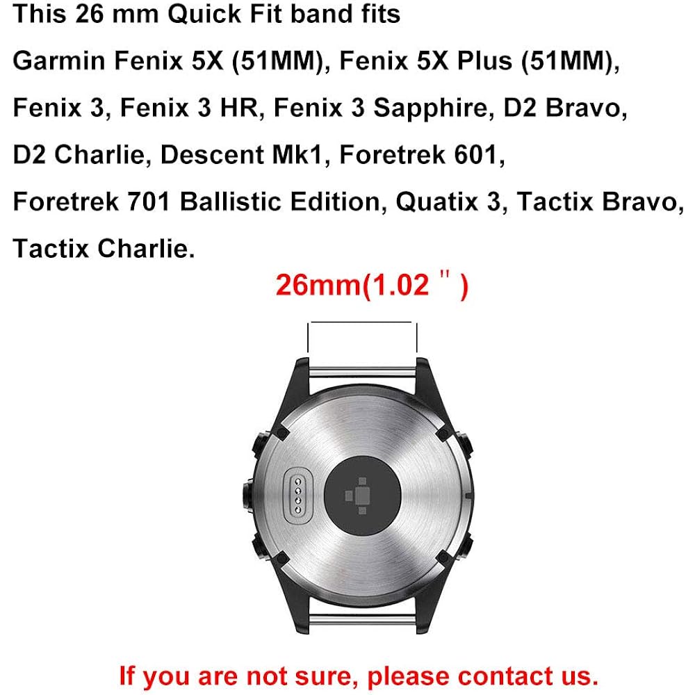 LDFAS Fenix 5X Plus Band, Sports Quick Release Easy Fit 26mm Stainless Steel Metal Band with Safety Buckle for Garmin Fenix 5X/5X Plus/3/3 Hour Smartwatch