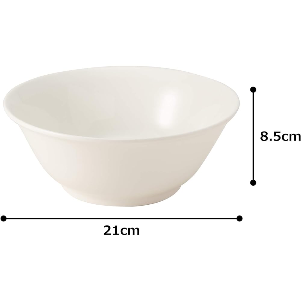 NARUMI Bowl Plate Chinese Cooking Tableware White 21cm Noodle Bowl Microwave Warmable Made in Japan 8906-3379