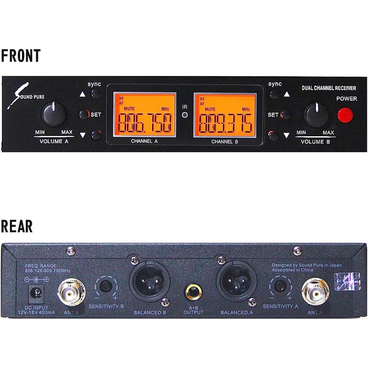 SOUNDPURE Transmitter Exclusive Dual Channel Receiver SP-W-H01 Half Rack