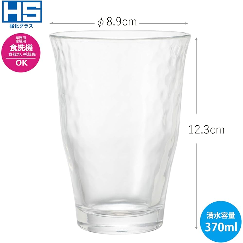 Toyo Sasaki Glass Tumbler 12 Colorful Life 370ml Made in Japan Dishwasher Safe 36 Set (Sold in Case) P-56104HS