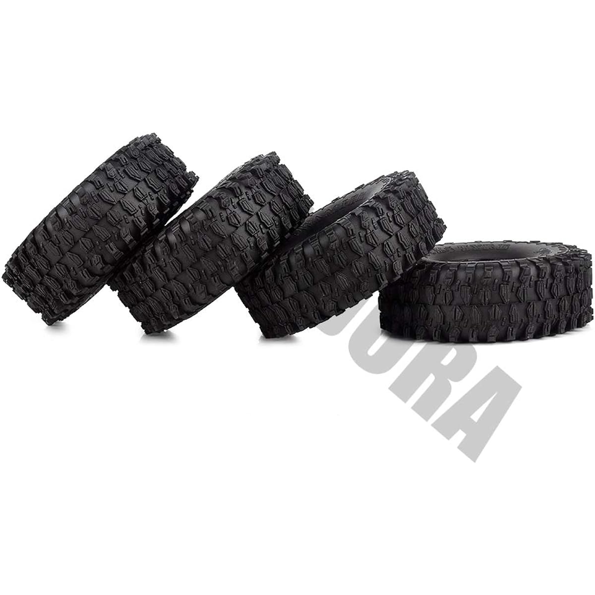 INJORA 1.9" Tire Set 4pcs Beadlock Wheel Rims and Rubber Tires for 1/10 RC Crawler Axial SCX10 90046 (Red)