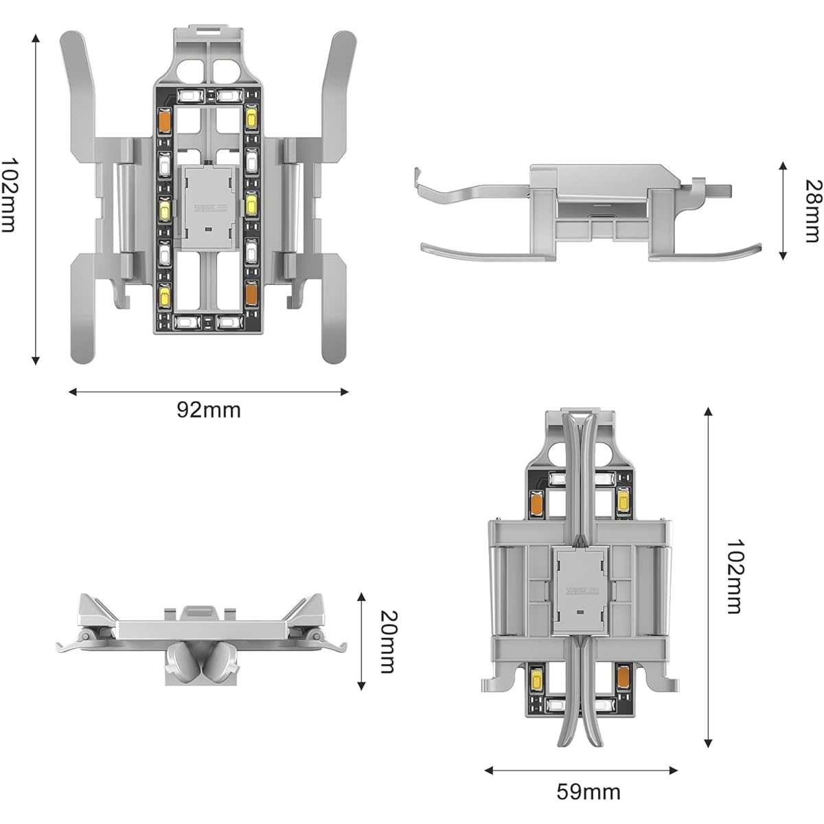 (2 in 1) LED Landing Gear Legs and Propeller Holder Strap for DJI Mini 3 PRO Glow in the Dark Lightweight Blade Stabilizer Fixture Drone Accessories Quick Release Height Extender