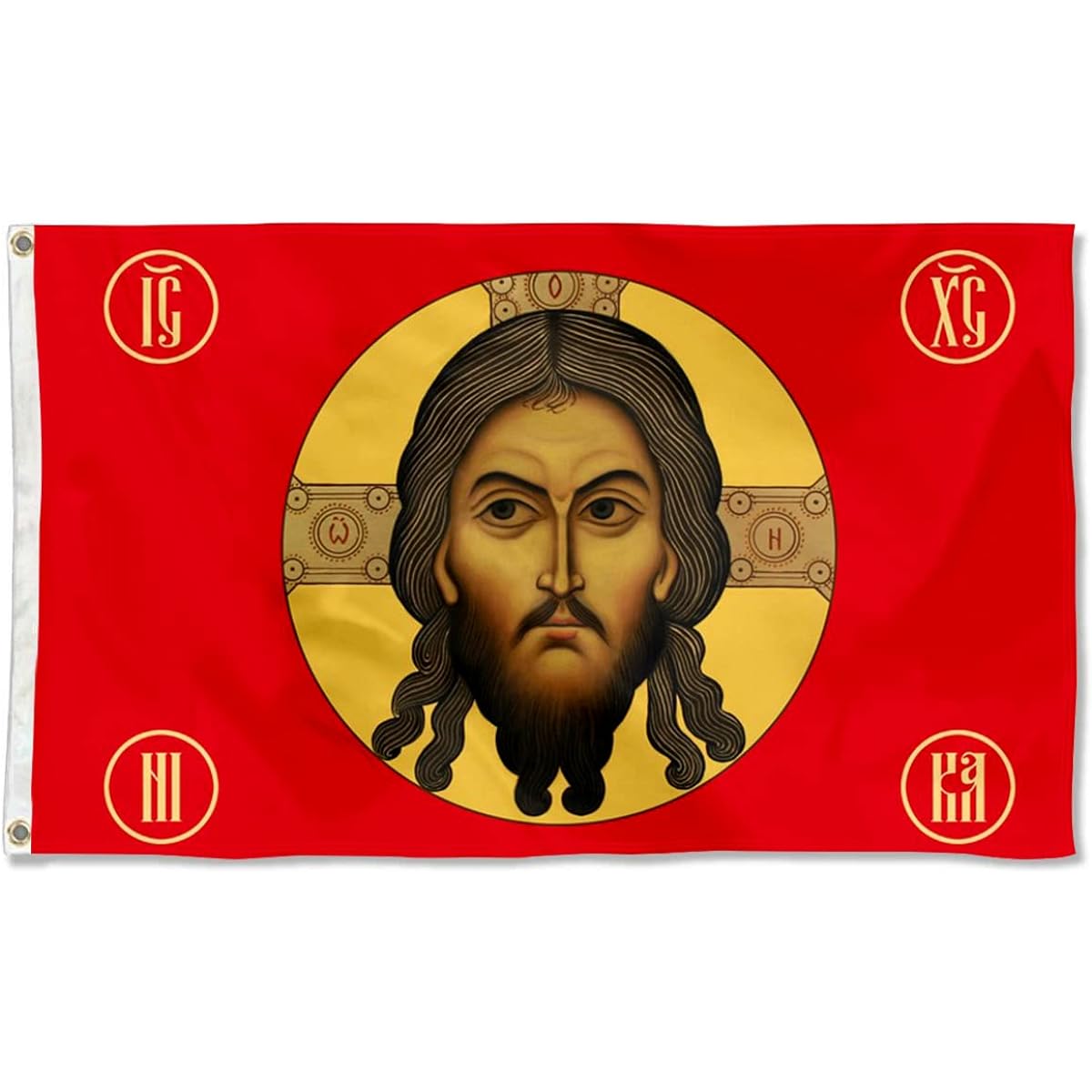 Fyon Jesus Imperial Gonfalon Christ Religion Faith Face Imperial Russian Flag Indoor Outdoor Banner (3x5ft)