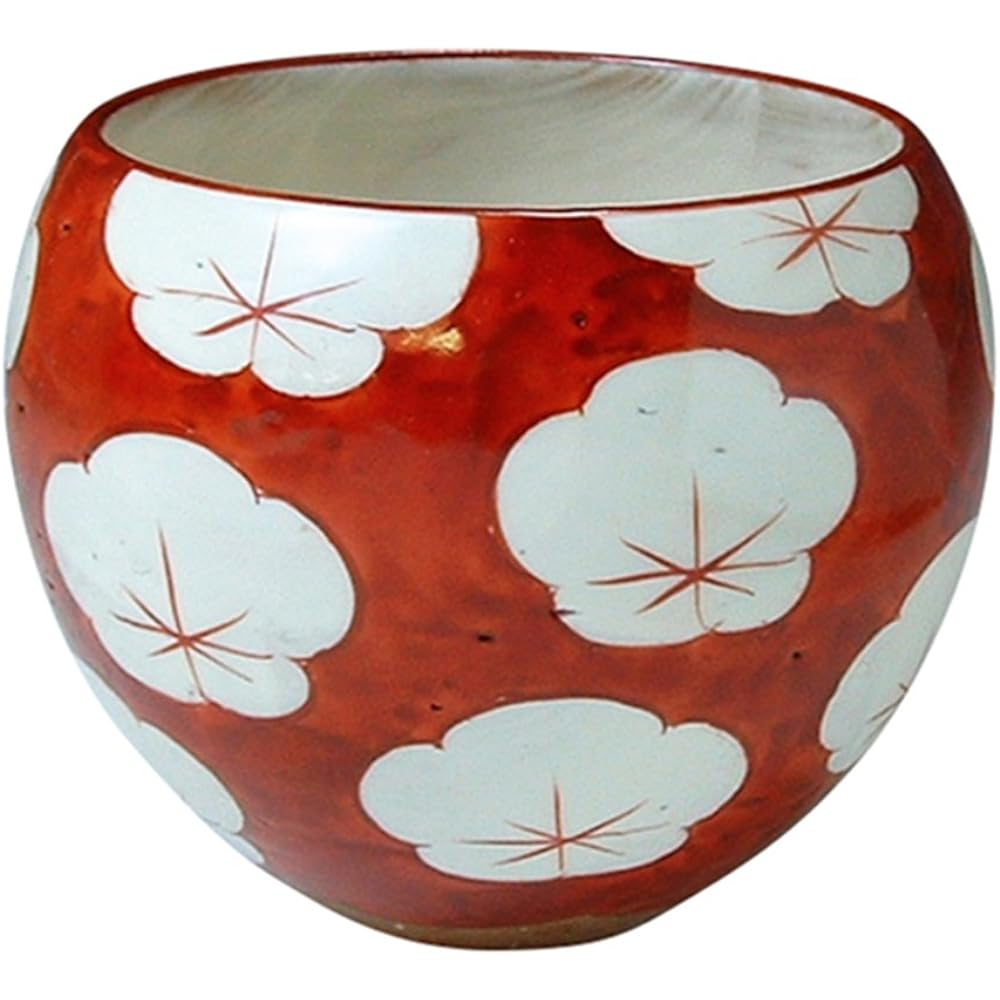 Kyoto ware, Kiyomizu ware, pottery kiln, tea cup, complete set, red plum KTA136