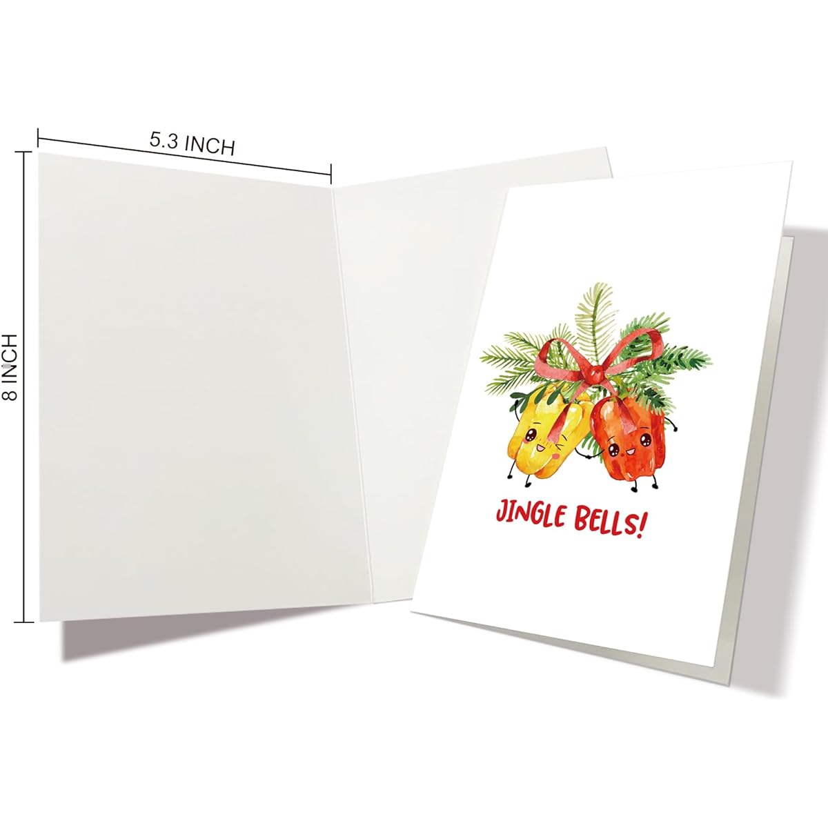 Nchigedy Cute Christmas Card Her Jingle Bells Card for Friends Funny Christmas Cards for Women Men Green Pepper Holiday Card