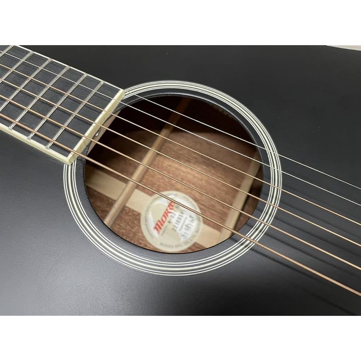 Morris M-021 BLK Solid Spruce Top Morris Dreadnought Size Acoustic Guitar Black Acoustic Guitar Outlet