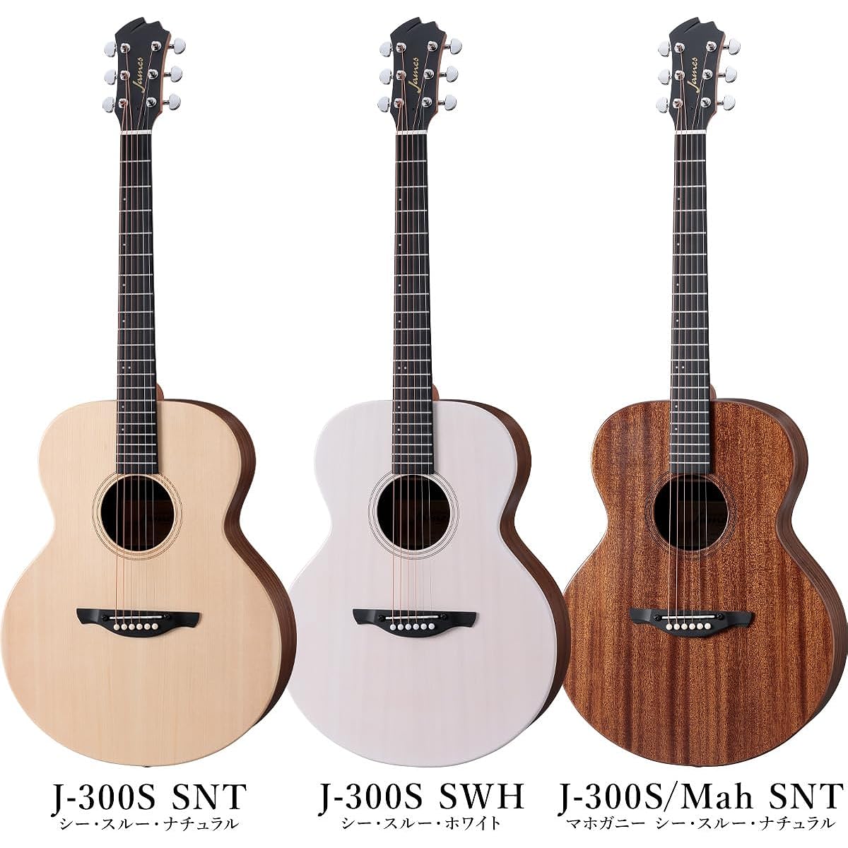 James J-300S SWH Acoustic Guitar Solid Top Easy String Height Adjustment Thin Neck James