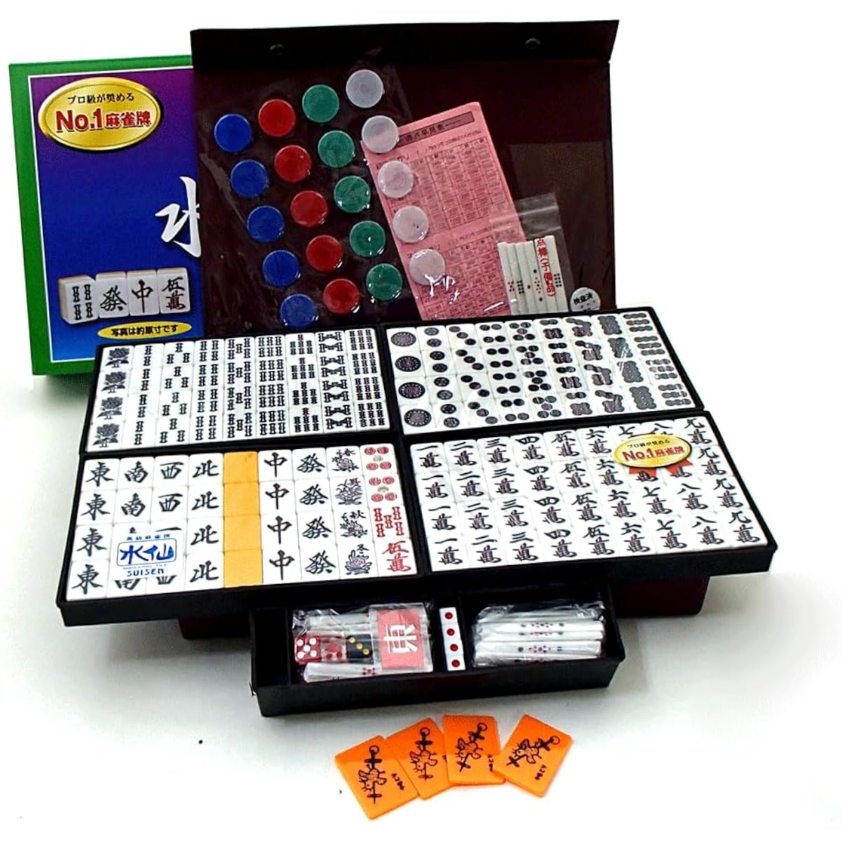 Handmade mahjong set - Purely domestic Miwax MJ mat and large mahjong tiles Narcissus