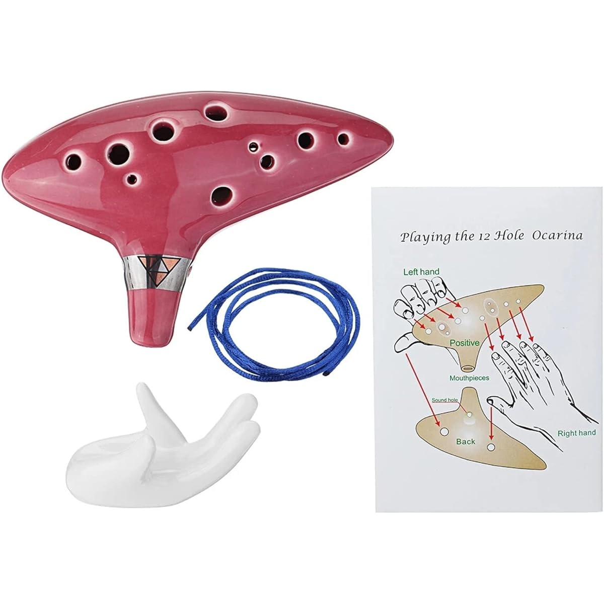 12 Hole Alto C Ceramic Ocarina Wind Instrument with Strap Music Gift Ocarina Musical Instrument for Beginners