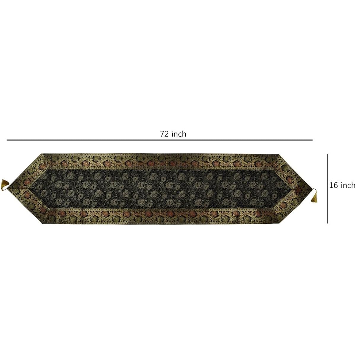 Lalhaveli Table Decoration Eye-catching Black Silk Table Runner 72 x 16 Inch
