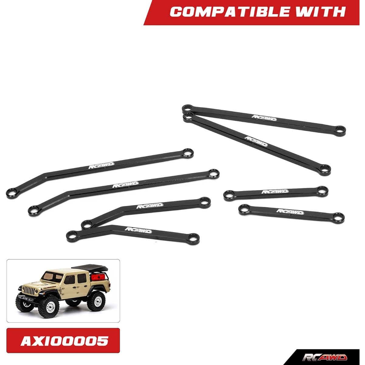 RCAWD SCX24 High Clearance Link Linkage Kit Axial SCX24 Link Jeep/JT Gladiator Upgrade Parts Black
