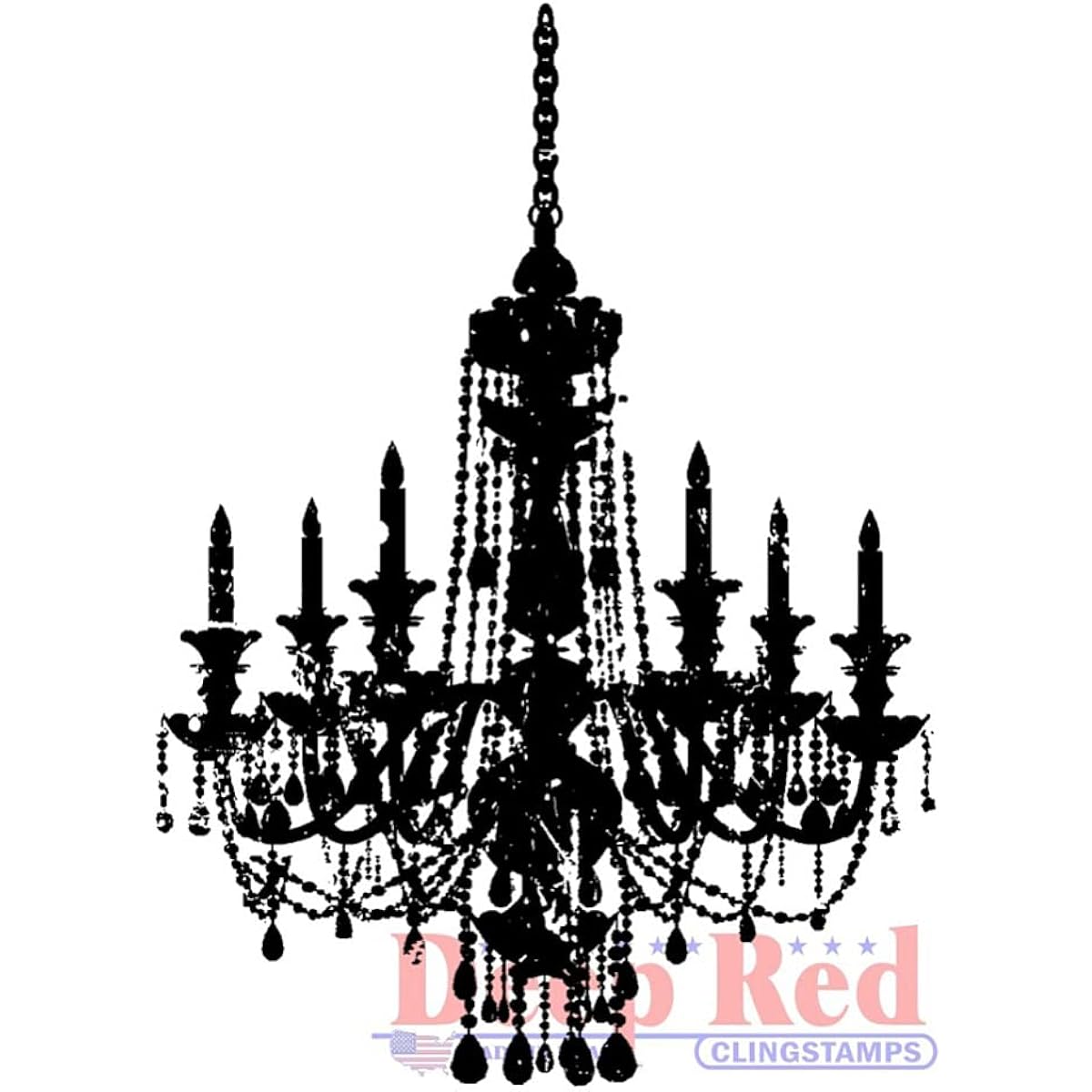Deep red cling stamp chandelier share