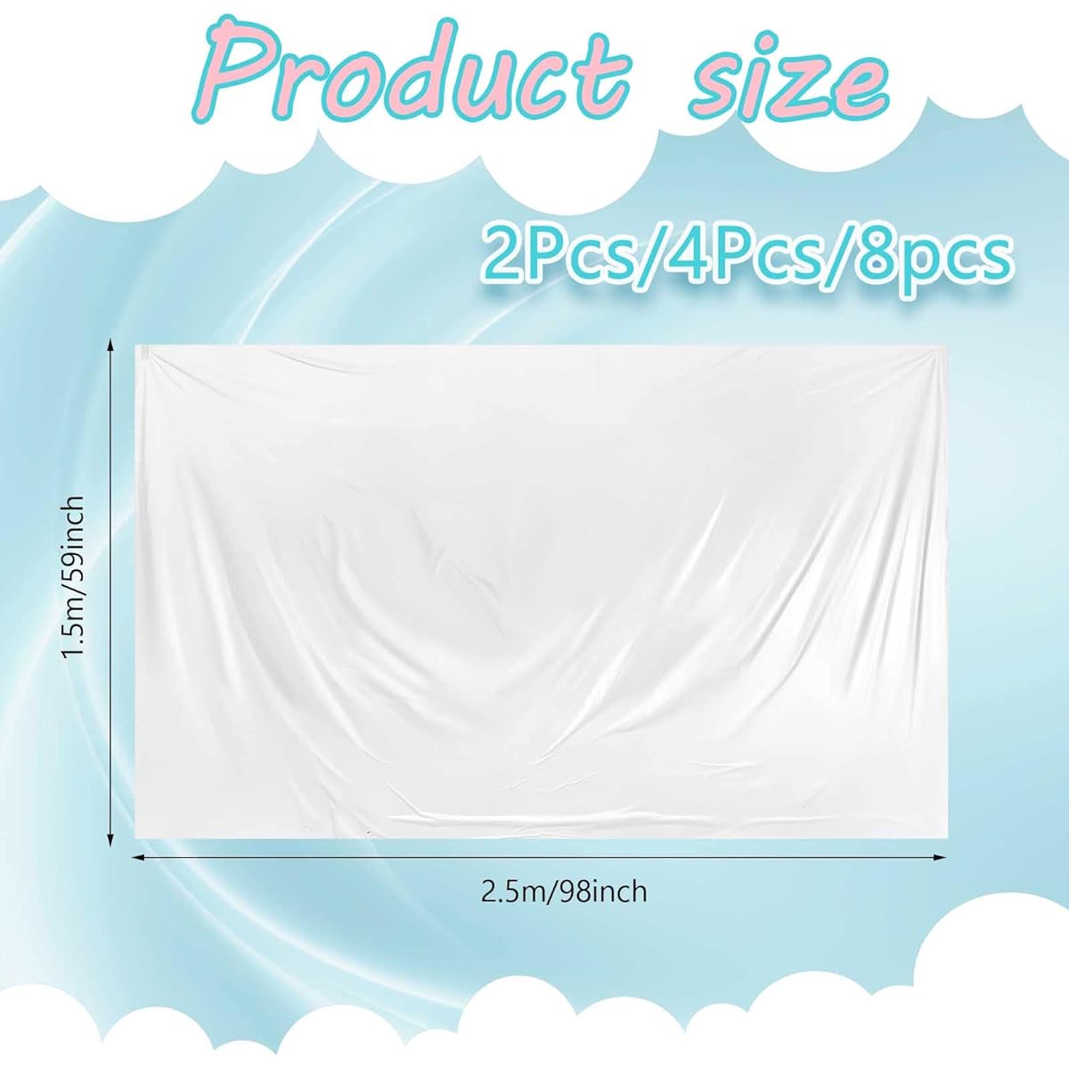 Large Balloon Bag for Transportation Clear Balloon Drop Bag Poly Bag for Balloons Large Balloon Carry Bag Huge Storage Bag for Birthday Celebration or Eve Party Supplies (98.4 x 59.1 Inch 8 Pieces)