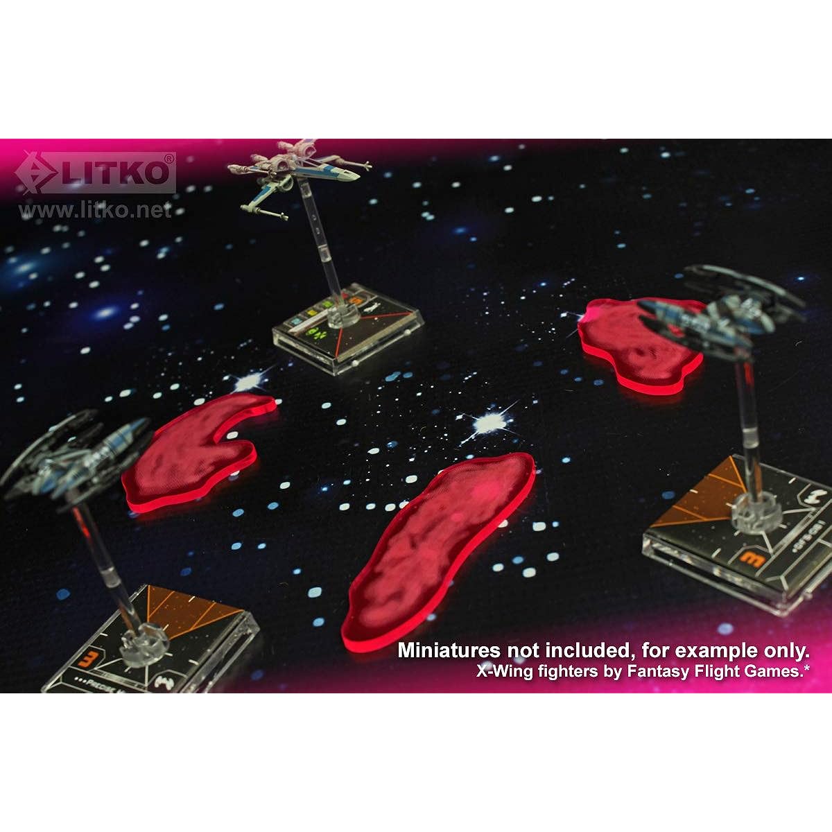 LITKO Space Fighter 2nd Edition Gas Cloud Template, Fluorescent Pink (3)