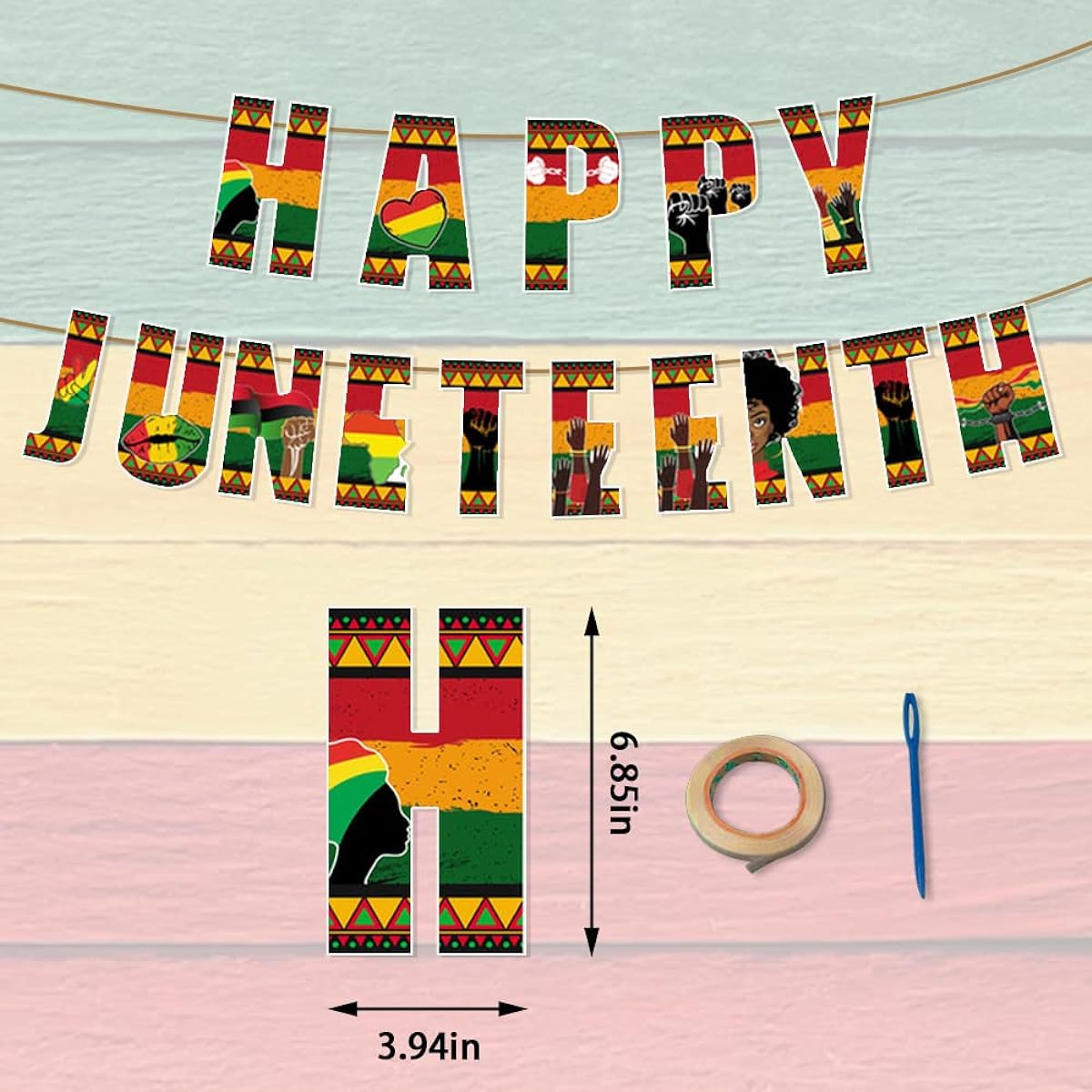 Happy Juneteenth Banner June Celebration Decoration Happy Juneteenth Words Hands Banner Decoration June 10th Unity Month Party Decoration Home Indoor Gathering Decoration Supplies