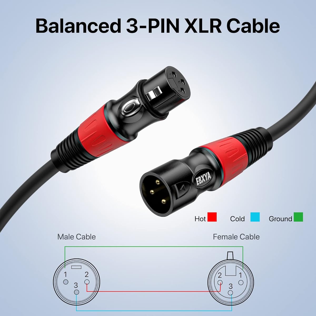 EBXYA XLR Cable 3 Feet 4 Pack Standard XLR Male to Female Microphone Cable with 3 Pin Balanced Shielded XLR Speaker Cable