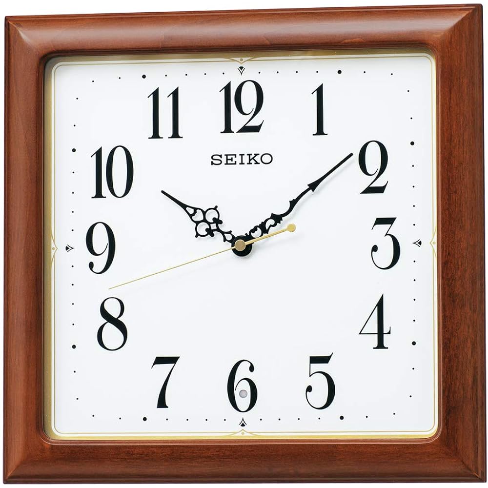 Seiko Clock Wall Clock Radio Analog Wooden Frame Square Brown Wood Body Size: 33.0 x 33.0 x 4.8cm KX248B