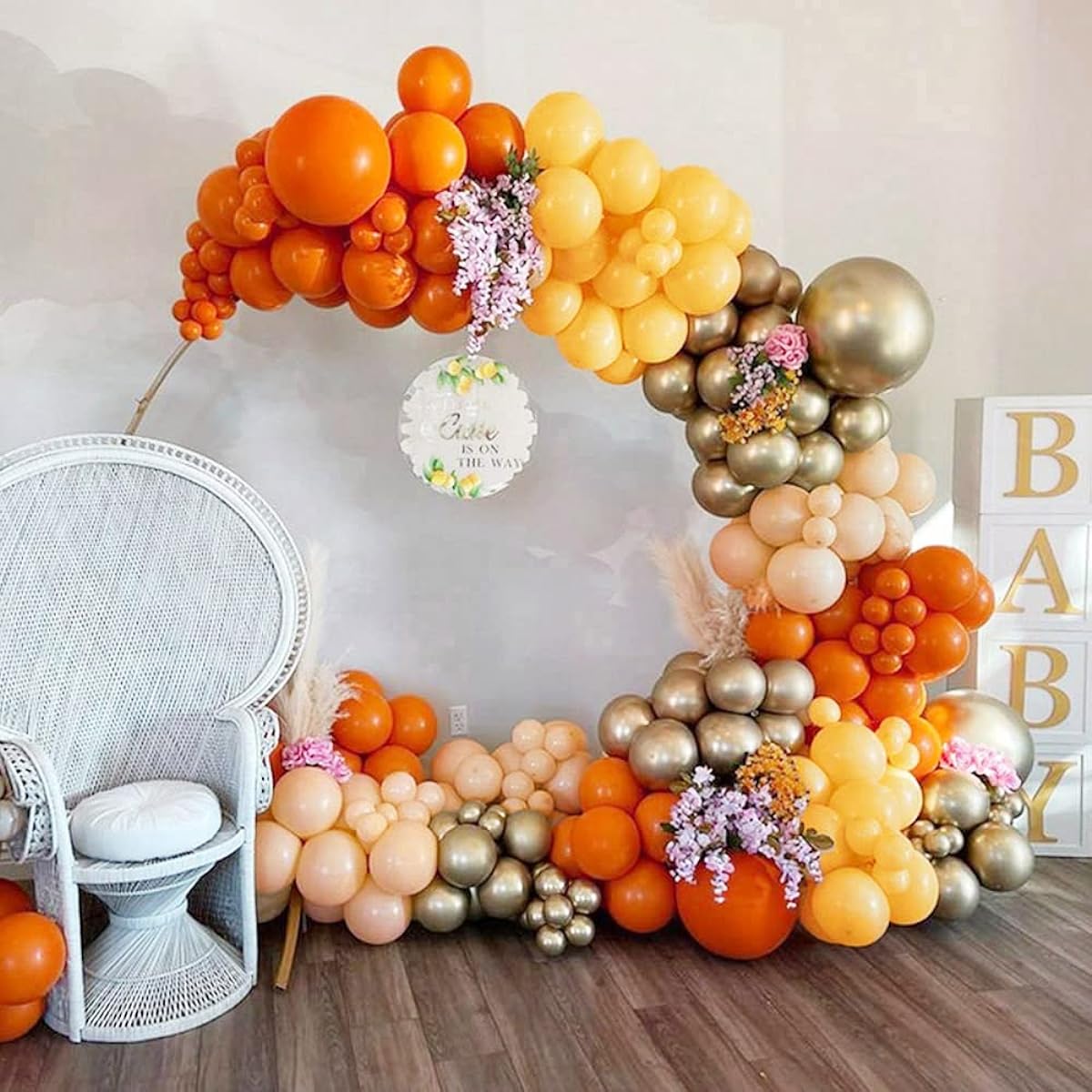 Teddyparty Little Cutie Orange Balloon Garland Arch Kit Orange Yellow Apricot Gold Balloons Sunshine Baby Shower Gender Reveal Birthday Party Decorations