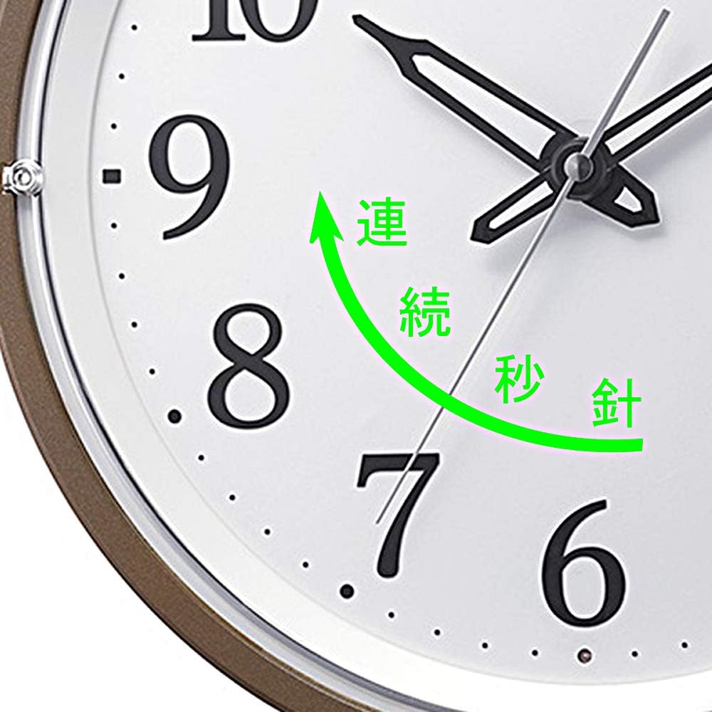 RHYTHM Wall Clock Radio Controlled Clock Analog Continuous Second Hand Dark Light Automatic Lighting Dimming Brown φ33.2x5.1cm 8MY532SR06