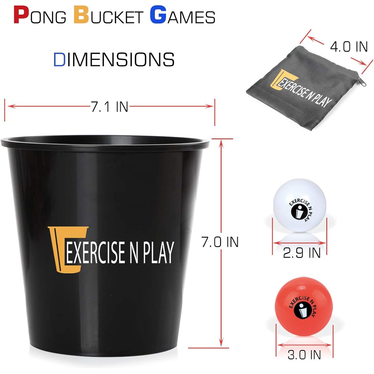 EP EXERCISE N PLAY Backyard Pong Game | Giant Yard Pong Bucket Yard Pong Game Set with 12 Buckets | Toss Game for Family and Friends (Black/Red)